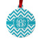 Pixelated Chevron Metal Ball Ornament - Double Sided w/ Monogram