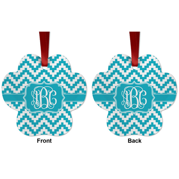 Pixelated Chevron Metal Paw Ornament - Front and Back