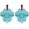 Pixelated Chevron Metal Paw Ornament - Front and Back