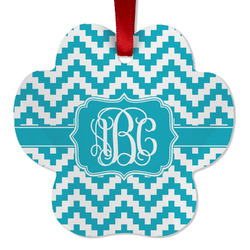 Pixelated Chevron Metal Paw Ornament - Double Sided w/ Monogram
