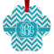 Pixelated Chevron Metal Paw Ornament - Double Sided w/ Monogram
