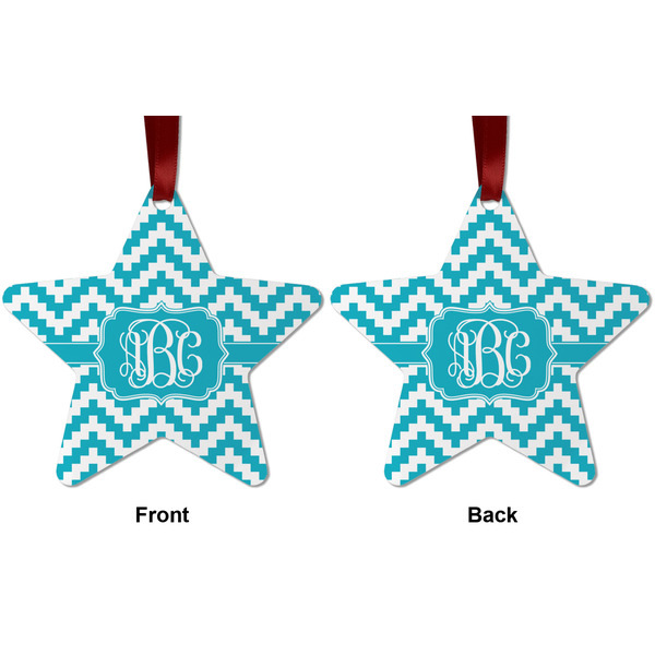 Pixelated Chevron Metal Star Ornament - Front and Back