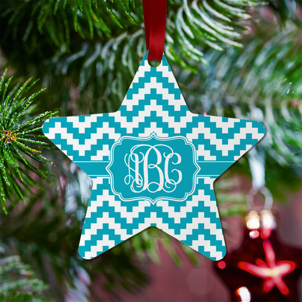 Pixelated Chevron Metal Star Ornament - Lifestyle