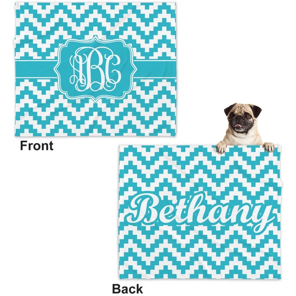Pixelated Chevron Microfleece Dog Blanket - Large- Front & Back