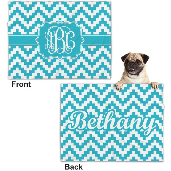 Pixelated Chevron Microfleece Dog Blanket - Regular - Front & Back