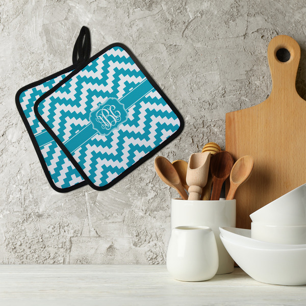 Pixelated Chevron Neoprene Pot Holder - Set of 2  LIFESTYLE