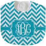 Pixelated Chevron Velour Baby Bib w/ Monogram