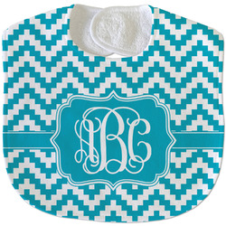 Pixelated Chevron Velour Baby Bib w/ Monogram