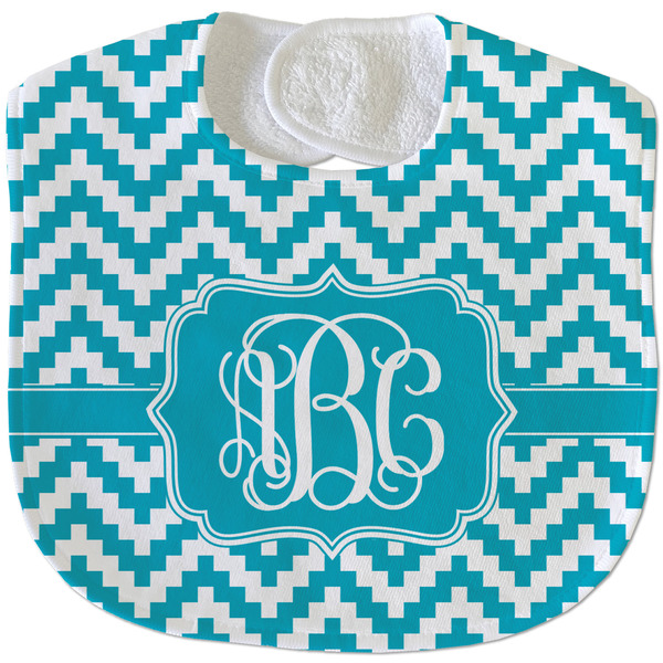 Pixelated Chevron New Baby Bib - Closed and Folded