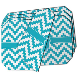 Pixelated Chevron Dining Table Mat - Octagon - Set of 4 (Double-SIded) w/ Monogram