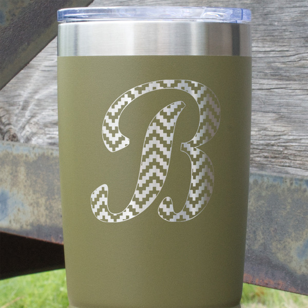 Pixelated Chevron Olive Polar Camel Tumbler - 20oz - Close Up
