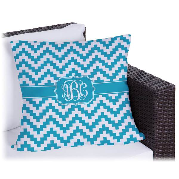 Custom Pixelated Chevron Outdoor Pillow - 16" (Personalized)