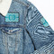 Pixelated Chevron Patches Lifestyle Jean Jacket Detail
