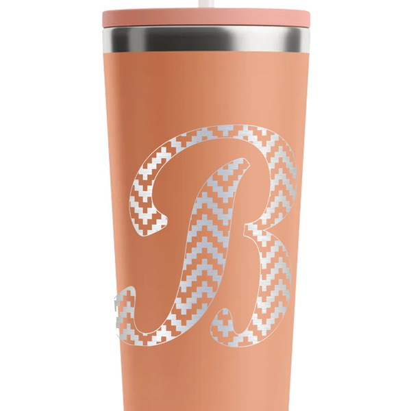 Pixelated Chevron Peach RTIC Everyday Tumbler - 28 oz. - Close Up