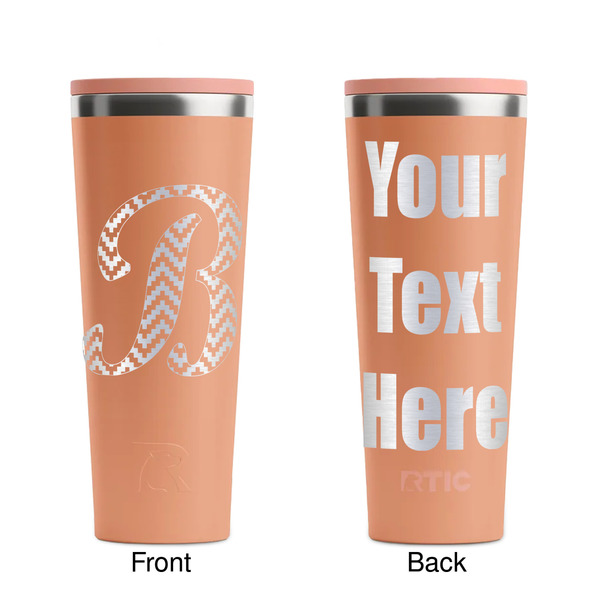 Pixelated Chevron Peach RTIC Everyday Tumbler - 28 oz. - Front and Back