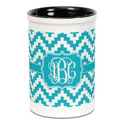 Pixelated Chevron Ceramic Pencil Holders - Black