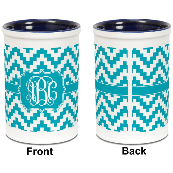 Pixelated Chevron Pencil Holder - Blue - approval