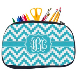 Pixelated Chevron Neoprene Pencil Case - Medium w/ Monogram