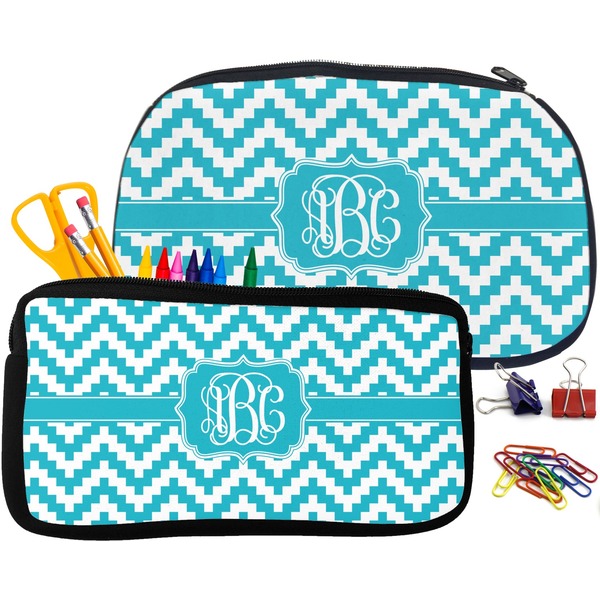 Pixelated Chevron Pencil / School Supplies Bags Small and Medium