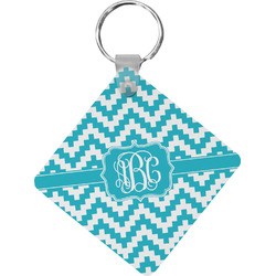 Pixelated Chevron Diamond Plastic Keychain w/ Monogram