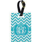 Pixelated Chevron Plastic Luggage Tag - Rectangular w/ Monogram