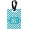 Pixelated Chevron Plastic Luggage Tag - Rectangular w/ Monogram