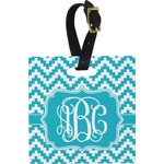 Pixelated Chevron Plastic Luggage Tag - Square w/ Monogram