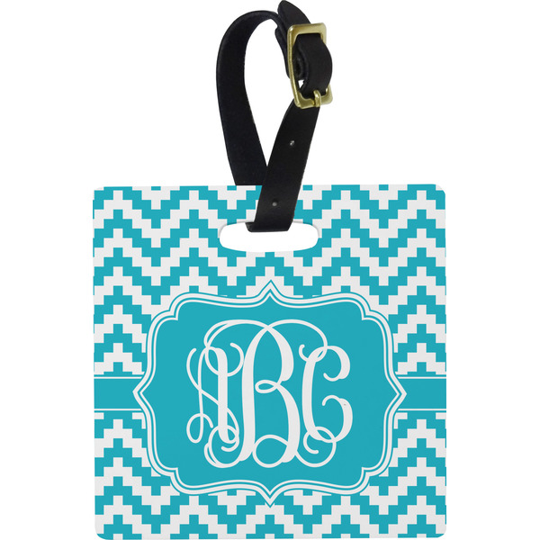 Pixelated Chevron Personalized Square Luggage Tag