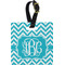 Pixelated Chevron Plastic Luggage Tag - Square w/ Monogram