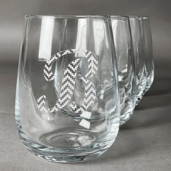 Custom Pixelated Chevron Stemless Wine Glasses (Set of 4) (Personalized)
