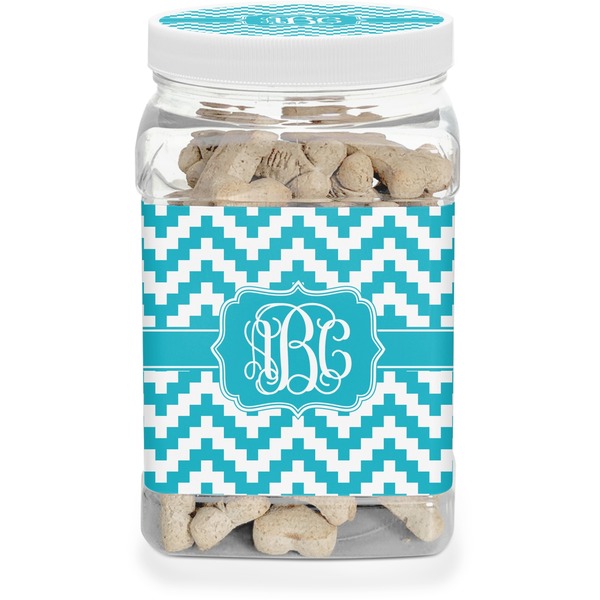Custom Pixelated Chevron Dog Treat Jar (Personalized)