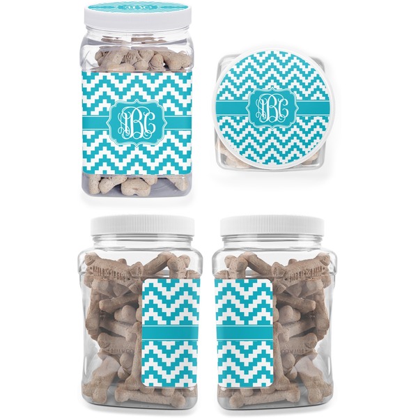 Pixelated Chevron Pet Treat Jar - Multiple Angles