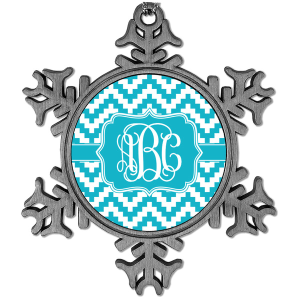 Custom Pixelated Chevron Vintage Snowflake Ornament (Personalized)