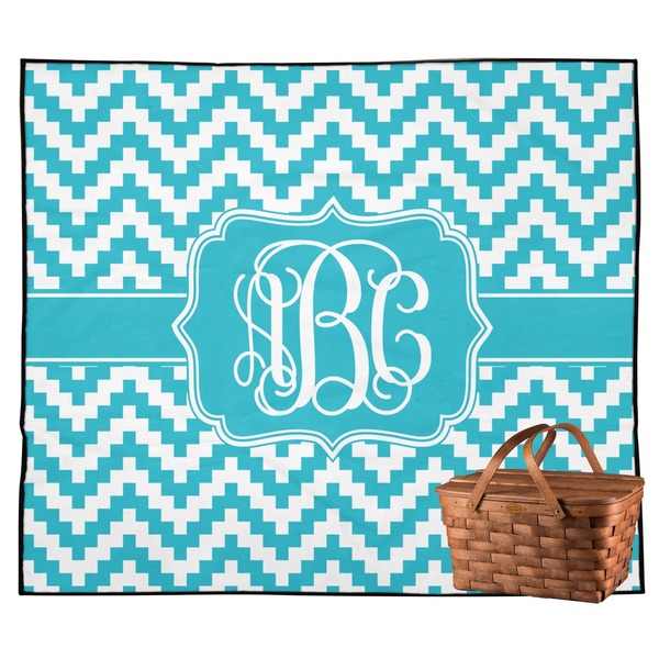 Custom Pixelated Chevron Outdoor Picnic Blanket (Personalized)