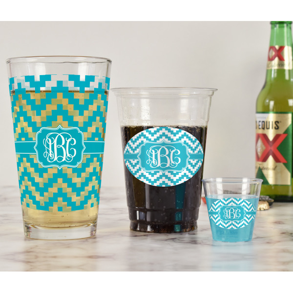 Pixelated Chevron Pint Glass - Full Fill w Transparency - In Context