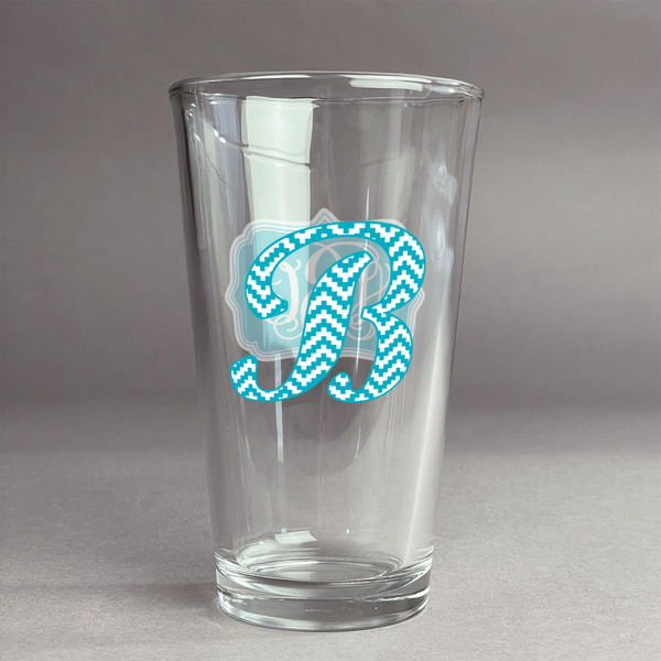 Custom Pixelated Chevron Pint Glass - Full Color Logo (Personalized)