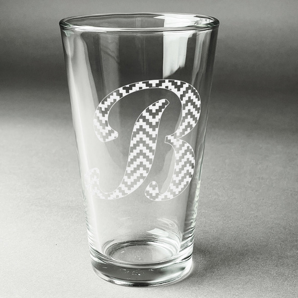 Custom Pixelated Chevron Pint Glass - Engraved (Single) (Personalized)