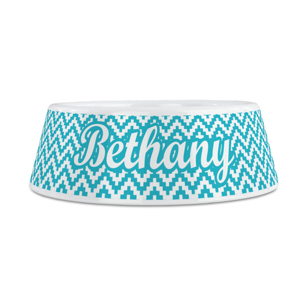 Pixelated Chevron Plastic Dog Bowls - Medium - FRONT