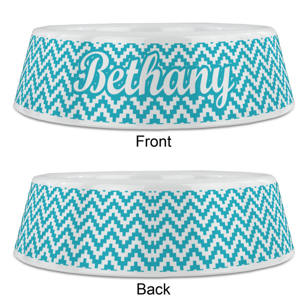 Pixelated Chevron Plastic Pet Bowls - Large - APPROVAL
