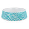 Pixelated Chevron Plastic Dog Bowl - Large (Personalized)