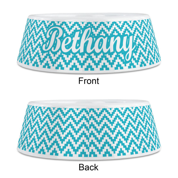 Pixelated Chevron Plastic Pet Bowls - Medium - APPROVAL