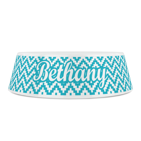 Pixelated Chevron Plastic Pet Bowls - Small - FRONT