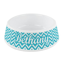 Pixelated Chevron Plastic Dog Bowl - Small (Personalized)