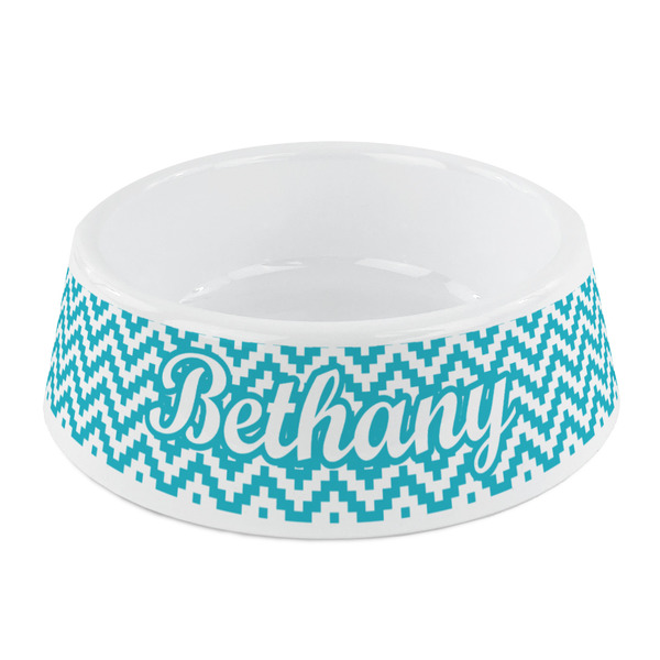 Custom Pixelated Chevron Plastic Dog Bowl - Small (Personalized)