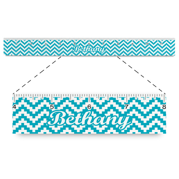 Custom Pixelated Chevron Plastic Ruler - 12" (Personalized)