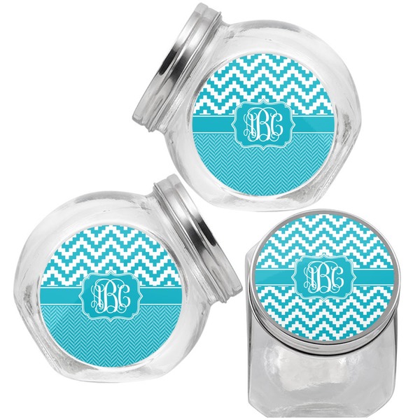 Pixelated Chevron Puppy Treat Jar - Top Left Right