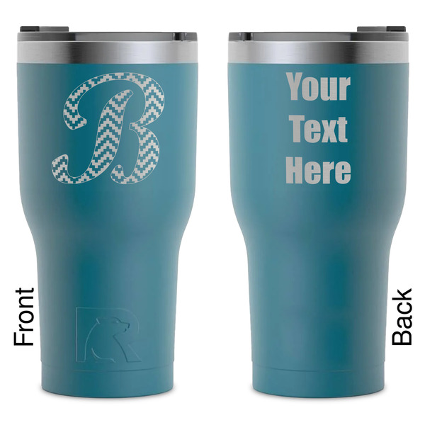 Custom Pixelated Chevron RTIC Tumbler - Dark Teal - Laser Engraved - Double-Sided (Personalized)
