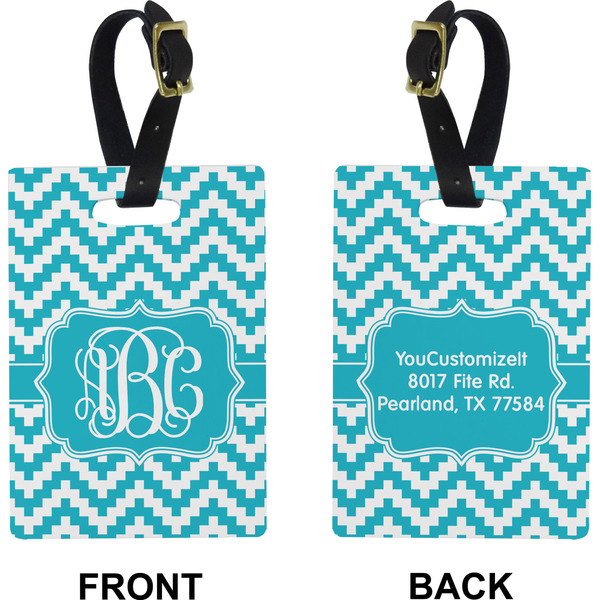 Pixelated Chevron Rectangle Luggage Tag (Front + Back)