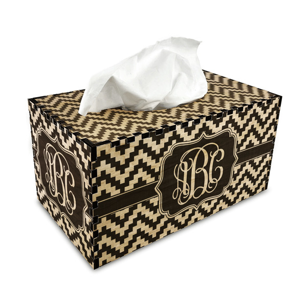 Pixelated Chevron Rectangle Tissue Box Covers - Wood - with tissue