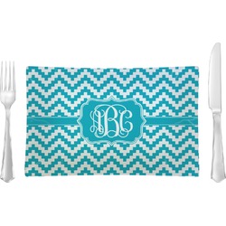 Pixelated Chevron Rectangular Glass Lunch / Dinner Plate - Single or Set (Personalized)
